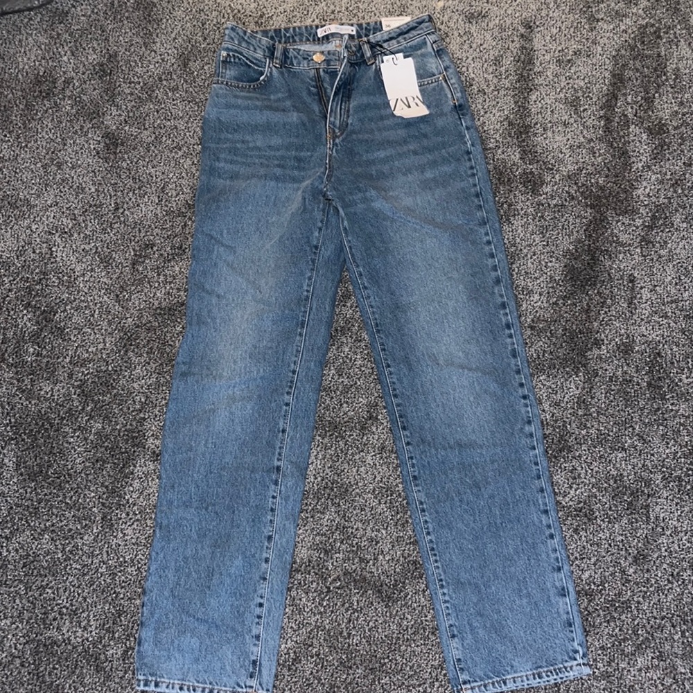 zara super high rise straight jeans